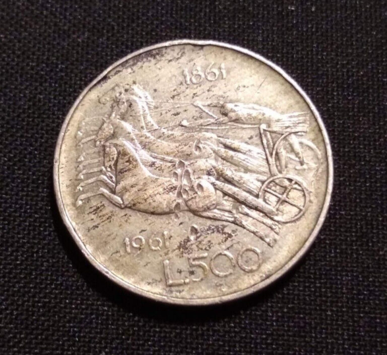Read more about the article 1961 italy 500 lire Italian Unification Centennial km 99 large world silver coin