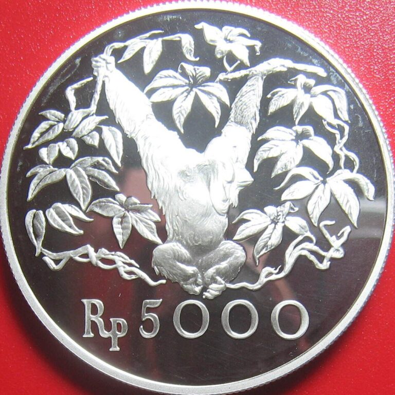 Read more about the article 1974 INDONESIA 5000 RUPIAH SILVER PROOF ORANGUTAN WILDLIFE MONKEY CONSERVATION