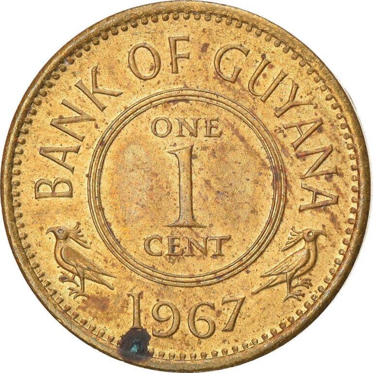 Read more about the article Guyana 1 Cent Coin | Bird Hoatzin | Lotus Flower | KM31 | 1967 – 1992