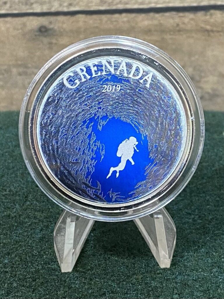 Read more about the article 1 Oz Silver Coin 2019 EC8 Grenada $2 Scottsdale Mint Color Proof Diving Paradise