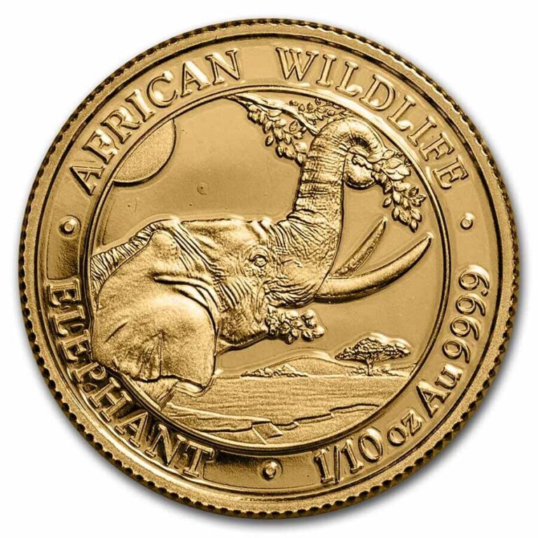 Read more about the article 2023 Somalia 1/10 oz Gold African Elephant BU