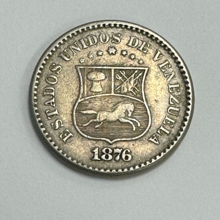 Read more about the article 1876 Venezuela 1 Centavo  US Mint Philadelphia  Y#25  VF+