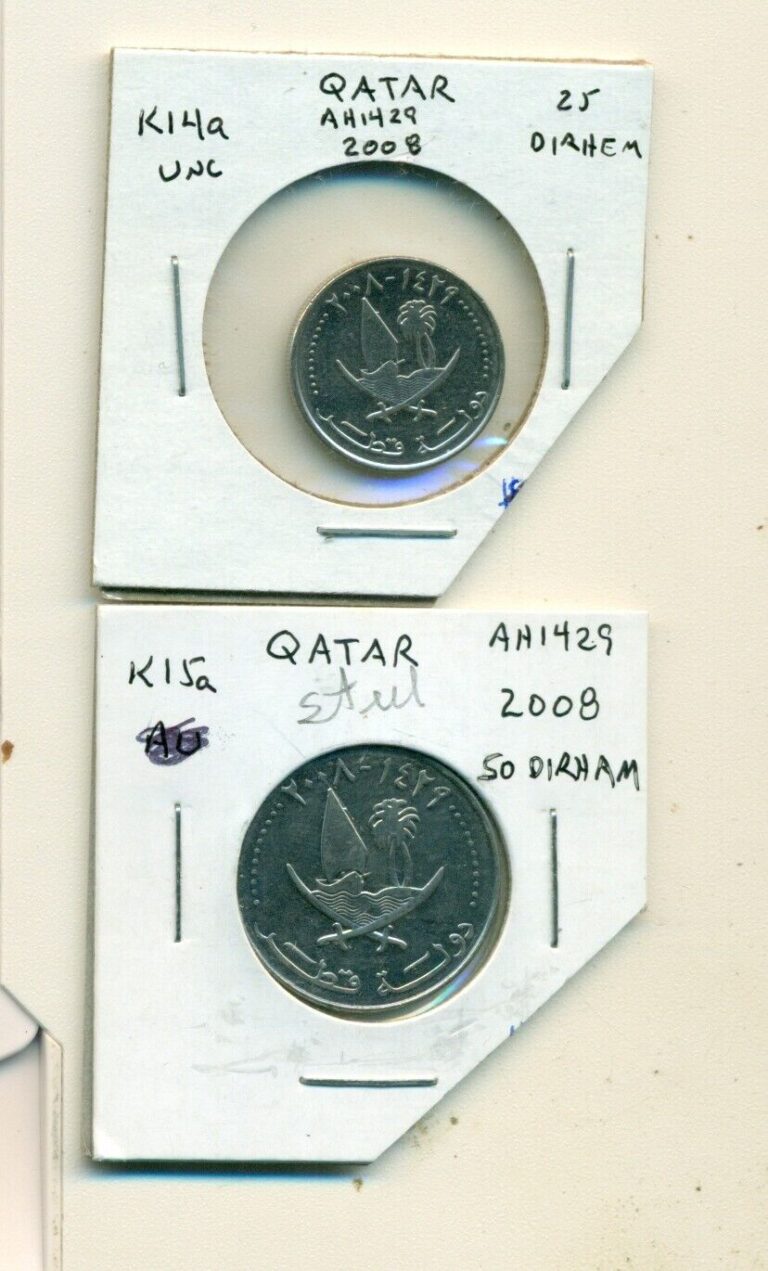 Read more about the article 2 DIFFERENT COINS from QATAR – 25 and 50 DIRHAM (BOTH DATING 2008)