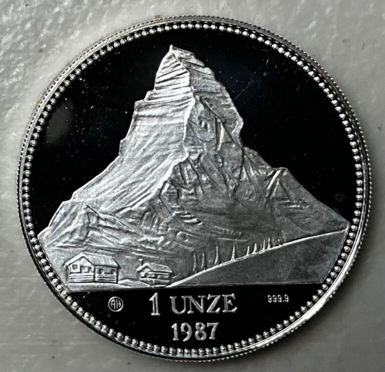 Read more about the article 1987 Switzerland Matterhorn 1 Unze 1 oz Silver Proof Piedfort