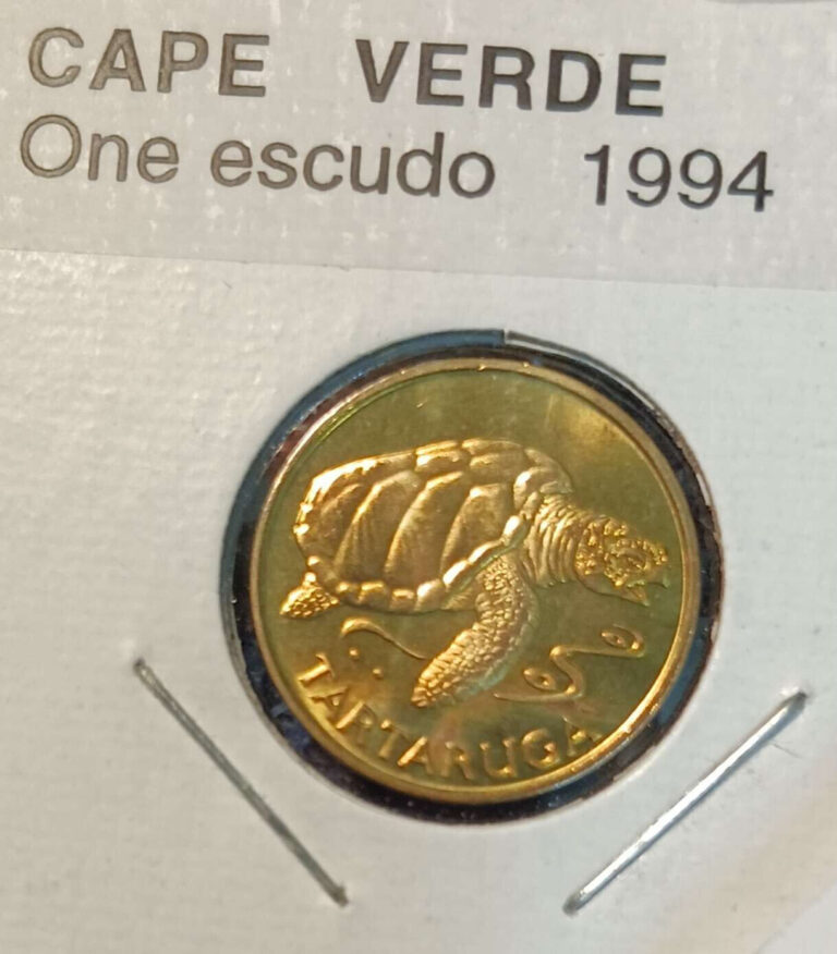 Read more about the article 1994 Cape Verde 1 Escudo Brass Plated Steel Coin/Sea Turtle BU