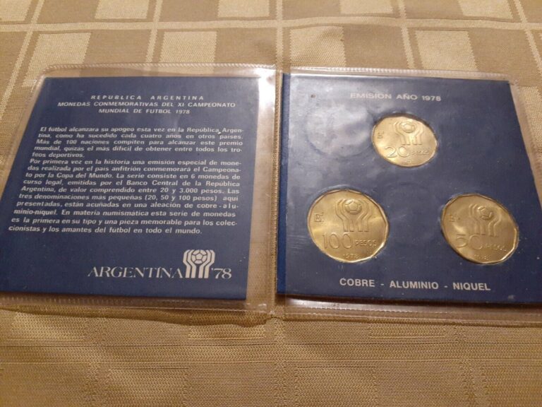 Read more about the article 1978 Argentina 20 50 100 Peso Soccer Set Coins Mini Album World Cup