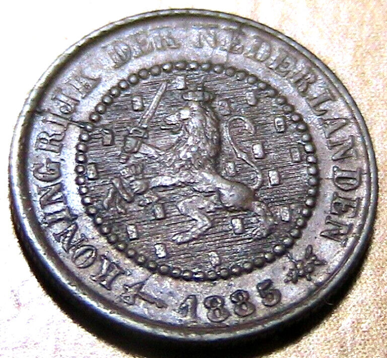 Read more about the article 1885 1/2 Cent Netherlands Ch XF+ / AU Original Dutch Half Cent Coin km-109.1