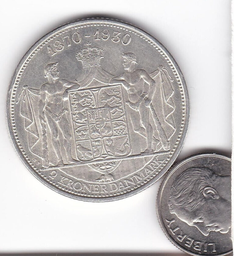 Read more about the article 1930 Denmark 2 Kroner LARGE SILVER COIN – SUPER GRADE LUSTER!!! LOW MINTAGE!!!