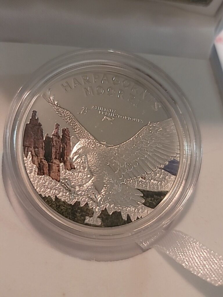 Read more about the article Eagle Harpagonis Moorei – Prehistoric Wildlife 1000 Franc Silver Coin Gabon 2013