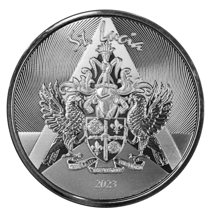 Read more about the article St.Lucia $2 2023 EC8 Coat of Arms 1oz Silver 999 Proof Like