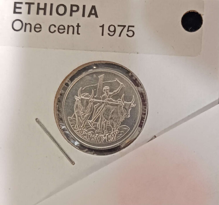 Read more about the article Ethiopia Aluminum-Magnesium 1 Santeem Coin Lion/Farmer Brilliant Uncirculated