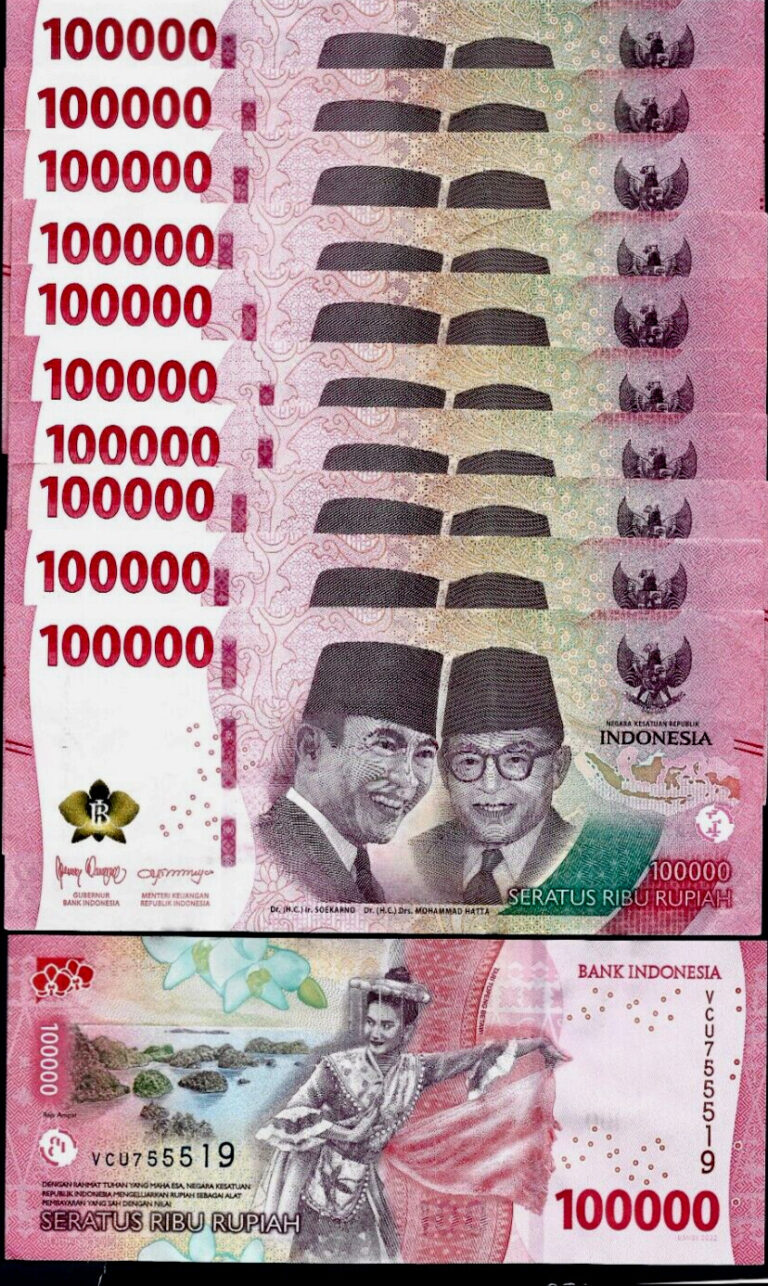 Read more about the article 1 000 000 INDONESIA RUPIAH 10000 x 10 Pcs P-168 2022-2023 1 Million IDR NOTE Cir