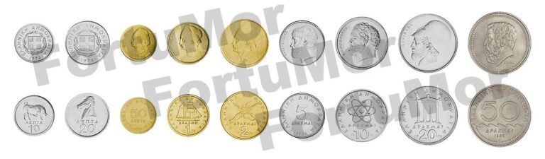 Read more about the article Greece 9 PCS UNC Coin SET  10 20 50 Lepta 1 2 5 10 20 50 Drachma 1976 1986
