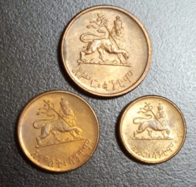 Read more about the article 1936-1944 ETHIOPIA 1 5 10 SANTEEMS CENTS COIN EMPEROR HAILE SELASSIE LION JUDAH