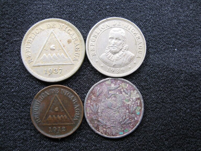 Read more about the article 4 assorted old world coin lot NICARAGUA 1899-1939 (322)