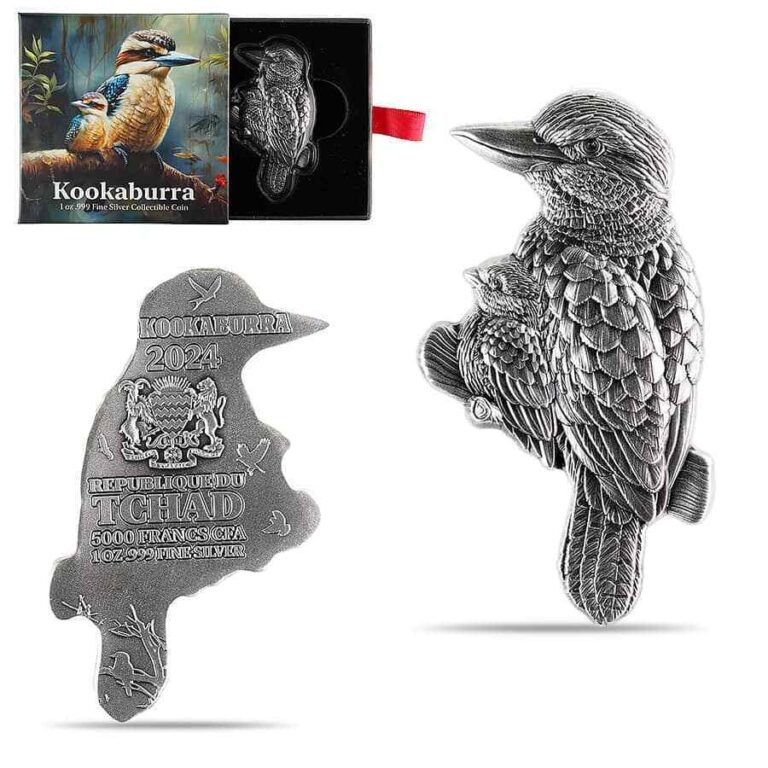 Read more about the article 2024 Chad 1 oz Silver Kookaburra Shaped High Relief Coin .999 Fine