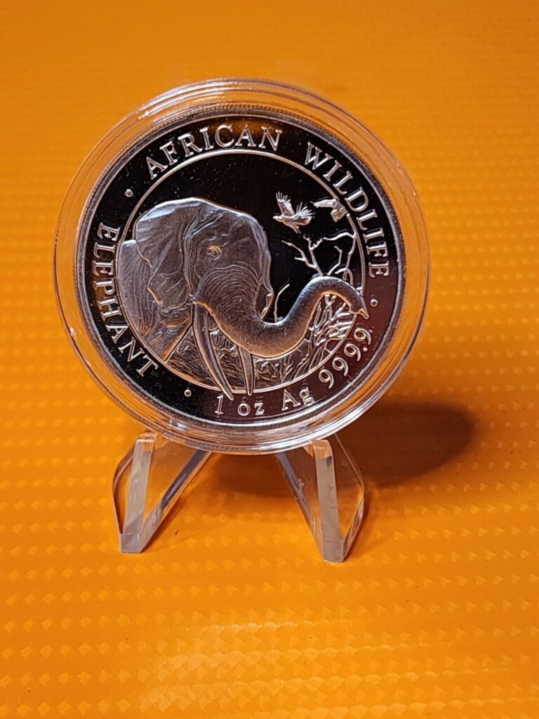 Read more about the article 2018 SOMALIA – 100 SHILLINGS – AFRICAN ELEPHANT – 1 Oz PROOF SILVER CROWN -RARE