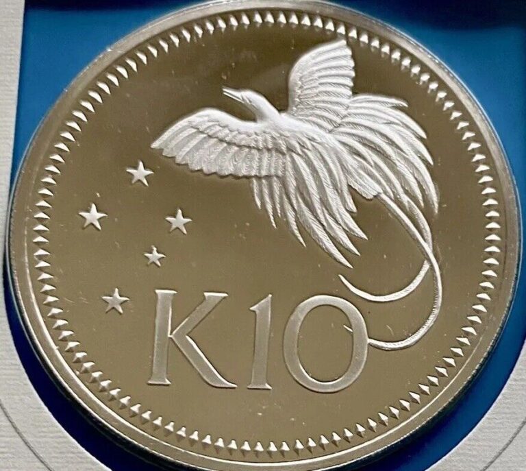 Read more about the article 1975 Papua New Guinea Ten Kina Proof Coin. Sterling Silver  41.6g