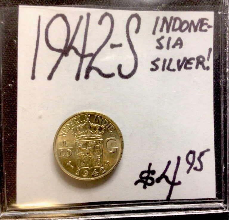 Read more about the article 1942 S Indonesia Silver 1/10 Gulden. ENN Coins