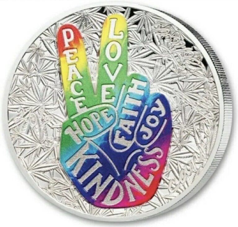 Read more about the article 🔥🔥2019 High Relief Peace and Love  Colorized 1 oz .999 Silver Concave Coin🔥🔥