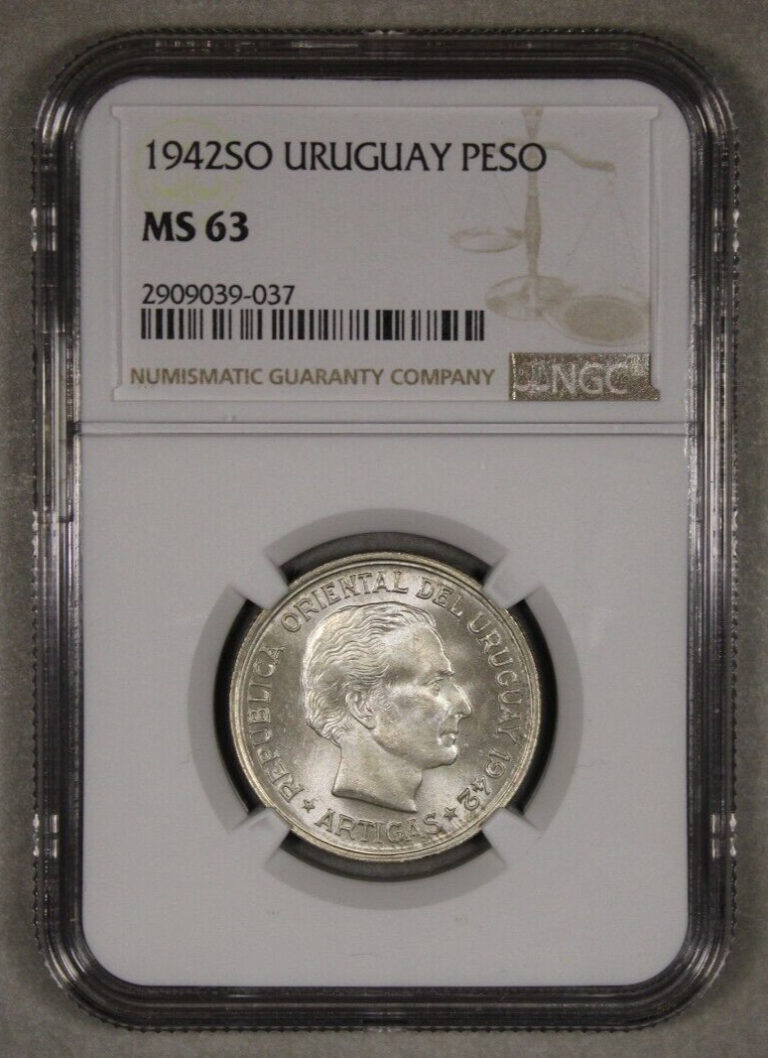 Read more about the article 1942 So Uruguay Silver Peso NGC MS63 Uncirculated