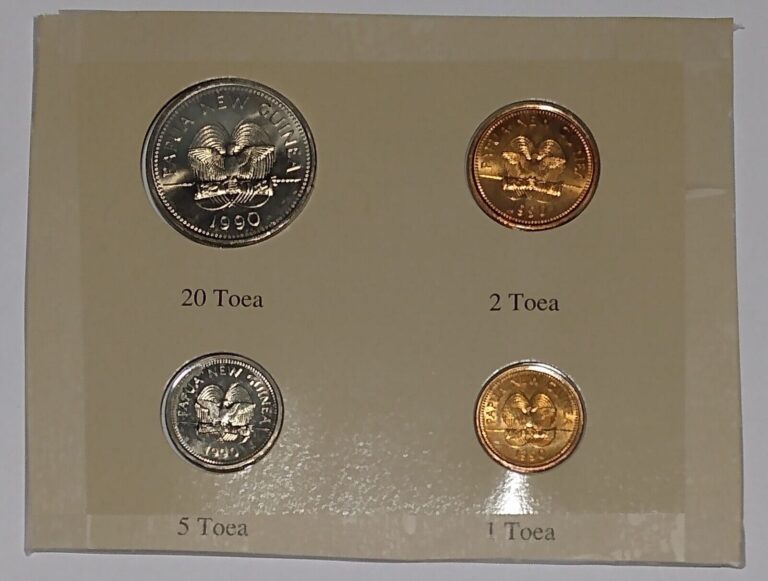 Read more about the article 1990 PAPUA NEW GUINEA 1 TO 20 TOEA (4 COINS) COPPER NICKEL and BRONZE