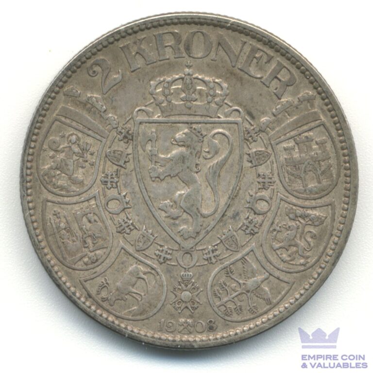 Read more about the article NORWAY 1908 HAAKON VII 2 Kroner Silver Coin *C