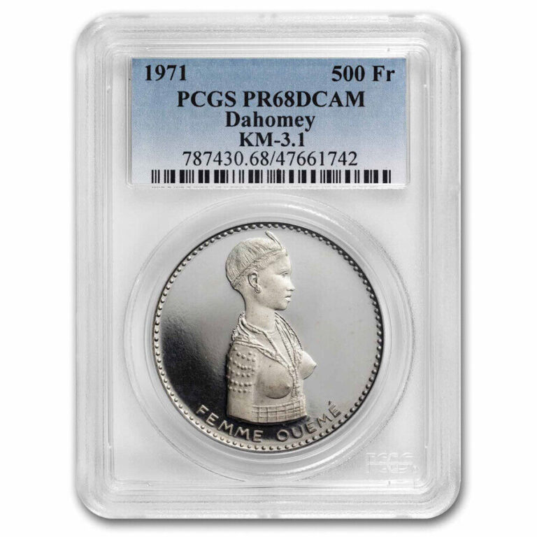 Read more about the article 1971 Dahomey Silver 500 Francs Oueme Woman PR-68 DCAM PCGS