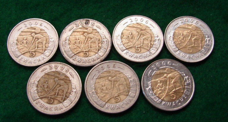 Read more about the article Malawi—-Lot of Seven (7)– 5 Kwacha Coins—2006–Fisherman—free ship