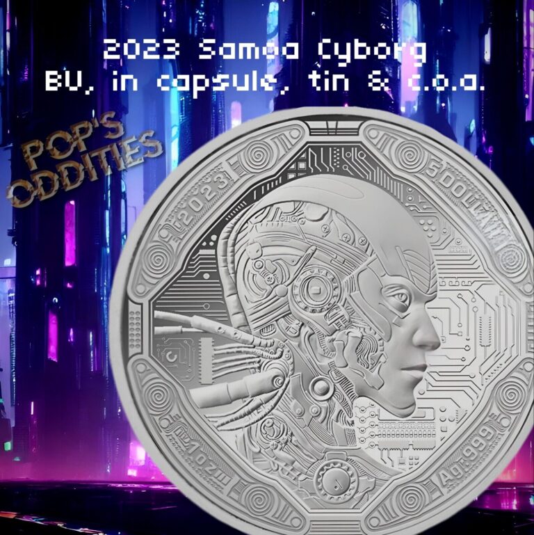 Read more about the article – 2023 – Samoa Cyborg 1oz Silver Coin in Cap • All Original [ # 0227 of 2023]