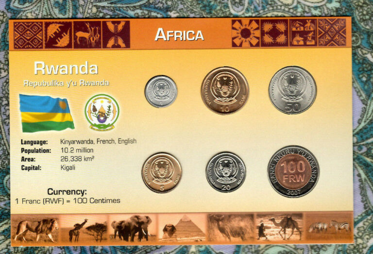 Read more about the article Littleton World Coin Set Rwanda w/card 1 5 10 20 50 Francs 2003 100 Francs 2007
