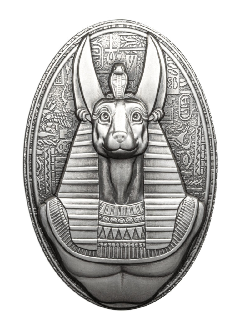 Read more about the article 2024 Djibouti Lord of the Sacred Land Anubis 3oz Silver Egg Shaped Coin