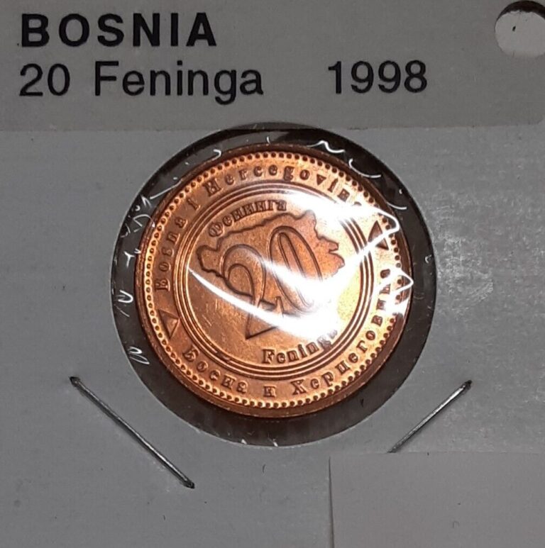 Read more about the article 1998 Bosnia and Herzegovina 20 Feninga Copper Plated Steel Coins  BU