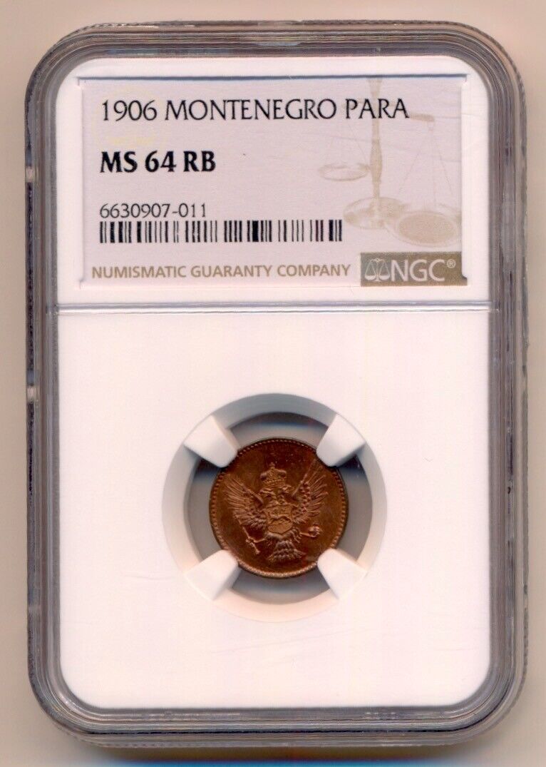 Read more about the article MONTENEGRO coin 1 Para 1906 NGC grade MS 64 RB Choice Uncirculated