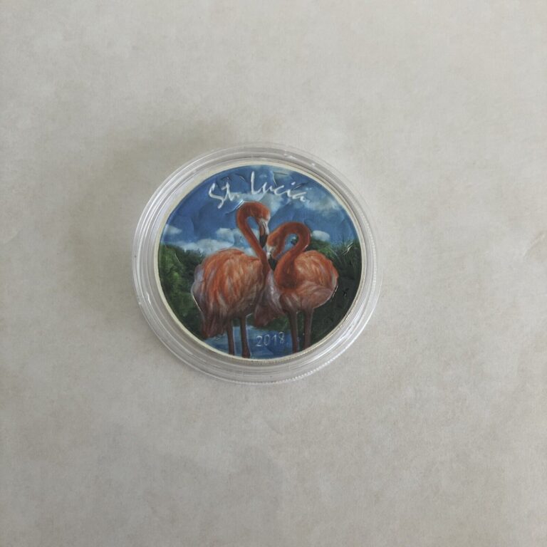 Read more about the article 2018 St. Lucia Silver 1 Oz $2 Coin Pink Flamingo Eastern Caribbean In Capsule.