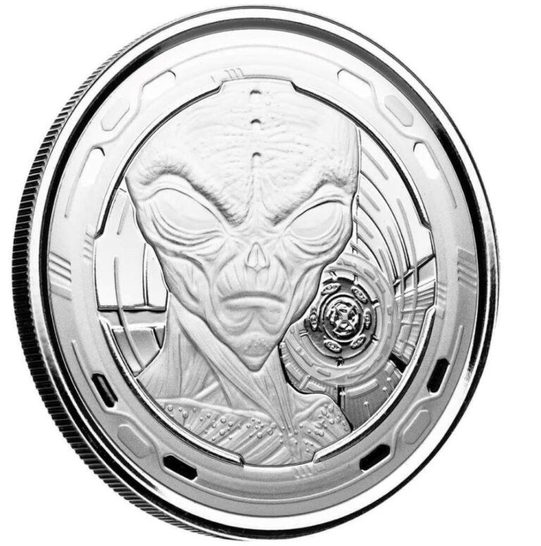 Read more about the article 2022 1 oz Silver Coin Ghana Alien .999 Silver Coin Proof-like BU #A544