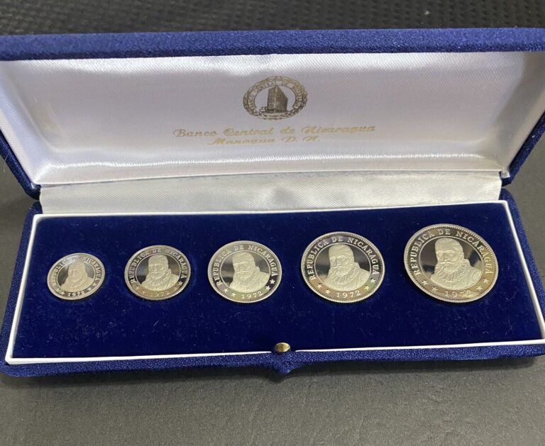 Read more about the article Nicaragua 5 Proof Set Coins 1972 Original Box COA Certificate