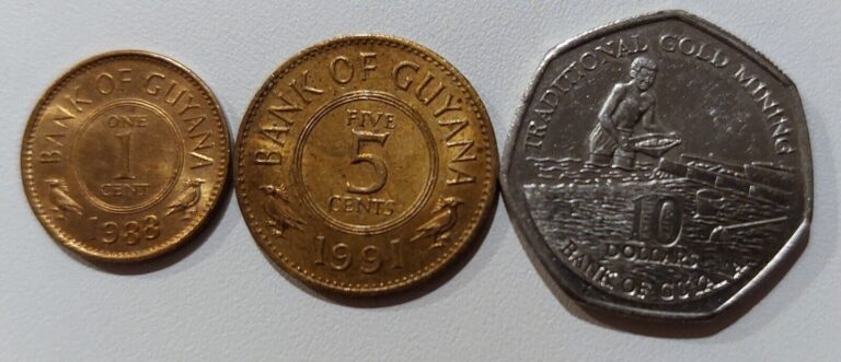 Read more about the article Guyana 3 Coins Lot – 1   5 Cents + 10 Dollars