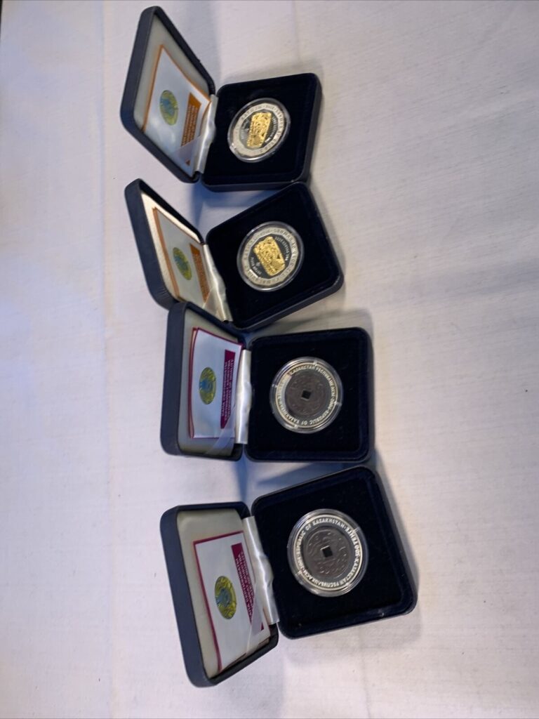 Read more about the article Lot Of Four (4) Kazakhstan Silver Coins 500 Tenge 2004 – Proof Quality