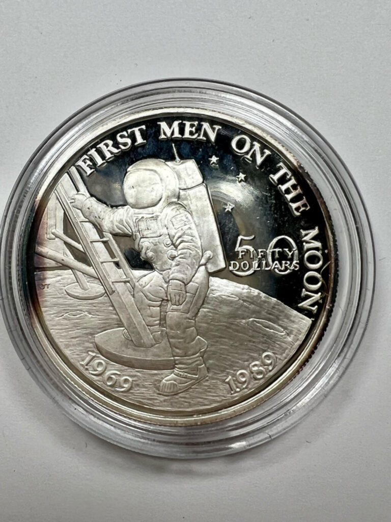 Read more about the article Marshall Islands 1989 $50 First Men on the Moon  Proof Silver Coin 31.3 g .999