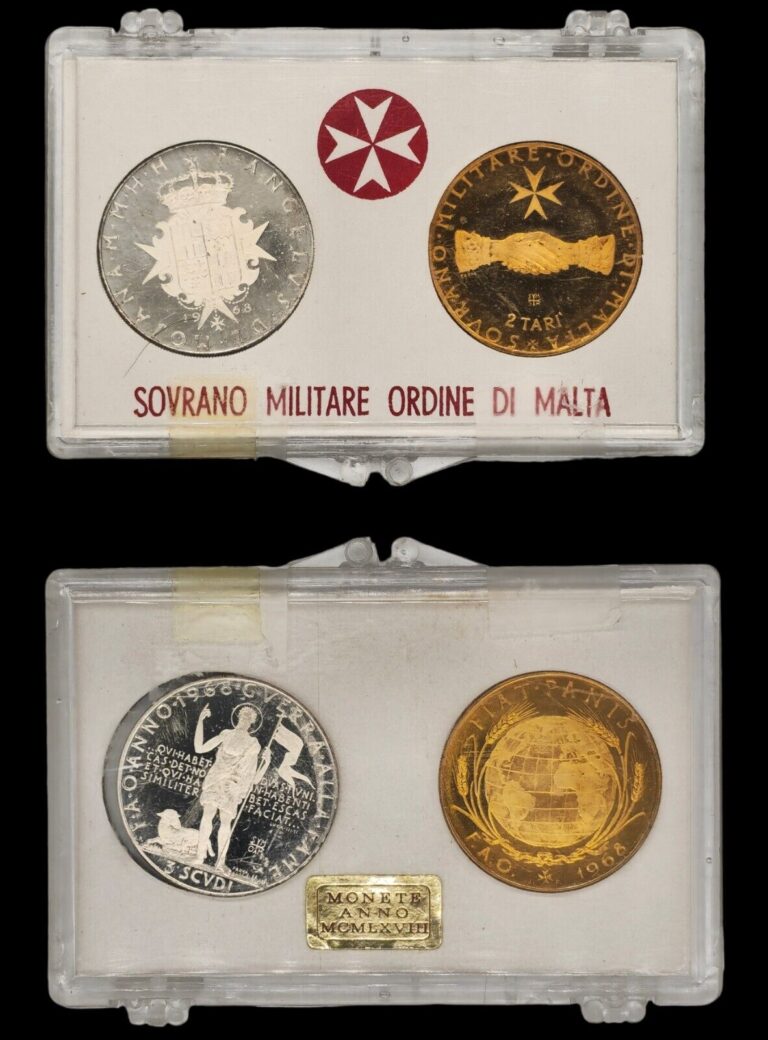 Read more about the article 1968 Order of Malta 2 Coin Set  3 Scudi (.800 Silver)  2 Tari (Bronze)  St. John