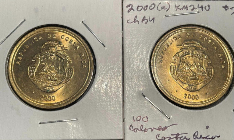 Read more about the article COSTA RICA 2000(a) 100 COLONES  KM240  COPPER-ALUMINUM NICKEL  FREE USA SHIPPING
