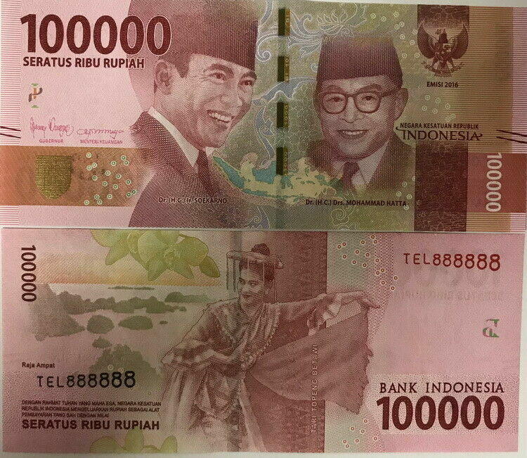 Read more about the article INDONESIAN RUPIAH 100 000 X 10= 1 Million (1 000 000) IDR UNCIRCULATED INDONESIA