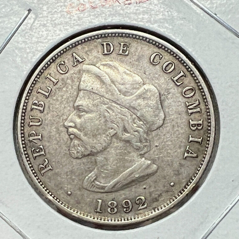 Read more about the article 1892 COLOMBIA SILVER 50 CENTAVOS NICE