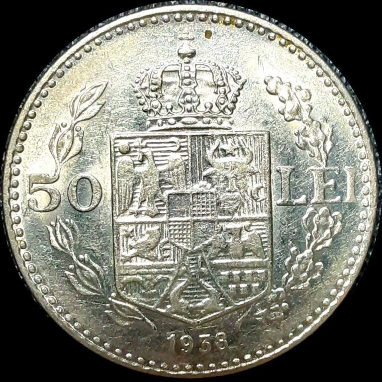 Read more about the article Romania 1938  50 lei  old world coin BU #4417