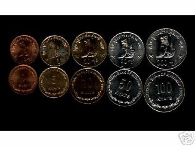 Read more about the article MYANMAR 1 5 10 50 100 KYAT 1999 x 5 Pc SET LION UNC BURMA CURRENCY COMPLETE COIN