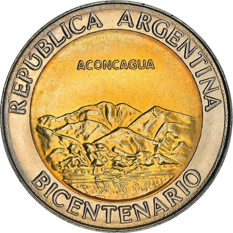 Read more about the article Argentina 1 Peso Coin | Aconcagua | Mountains | Sun | KM157 | 2010