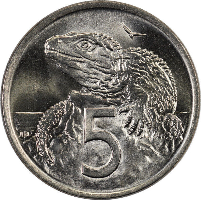 Read more about the article New Zealand – 5 Cents – 1971 – Unc – Tuatara Lizard