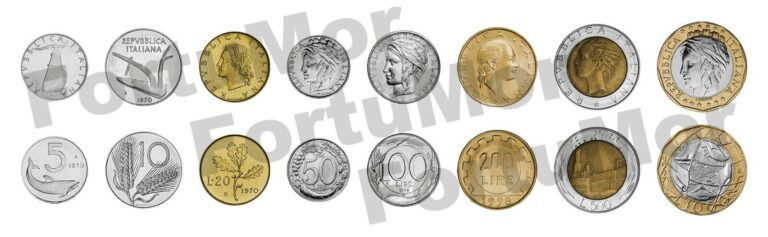 Read more about the article Italy 8 PCS UNC Coins SET  5 10 20 50 100 200 500 1000 Lire 1972 2001  Pre- Euro