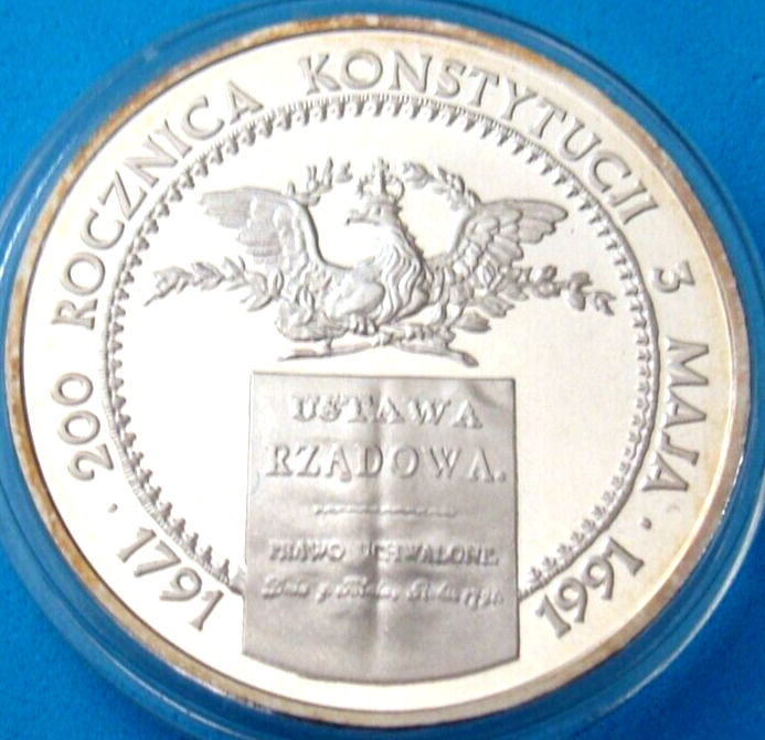 Read more about the article POLAND 200 TYS. 1991 r.  200 ROCZNICA  KONSTYTUCJI   SILVER  PROOF   HIGH  GRADE